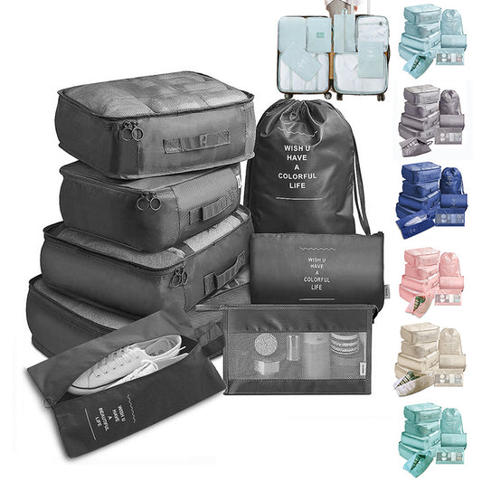 8-Piece Travel Packing Cube Set — Luggage Organizer for Clothes, Underwear & Shoes